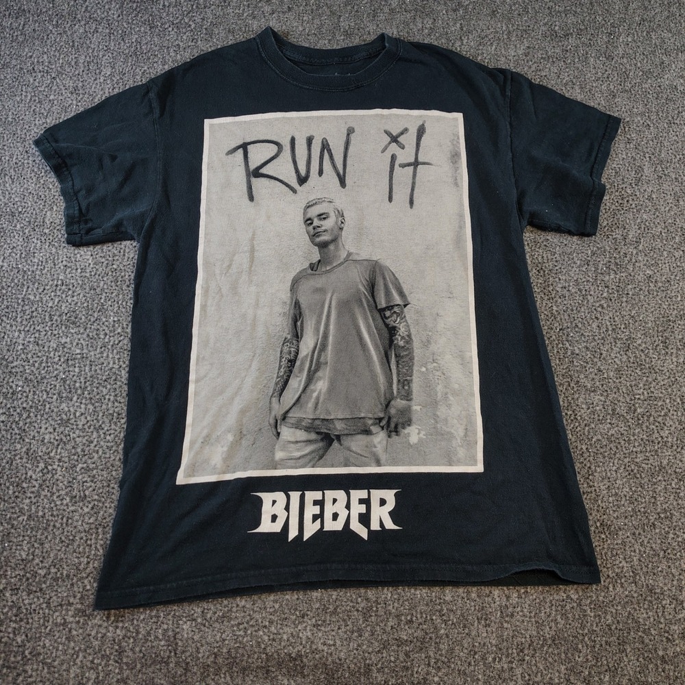 Justin Bieber Purpose Tour T-Shirt Medium Black Graphic Tee Concert Merch